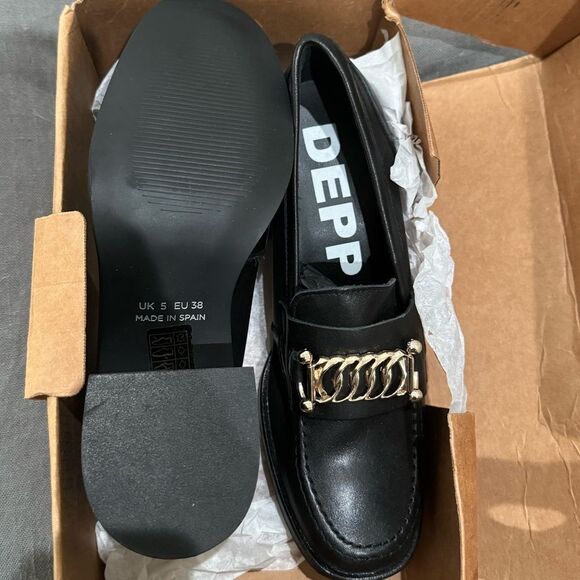 ASOS London Rebel women’s wide for heeled loafers, black UK 5 - Picture 3 of 5